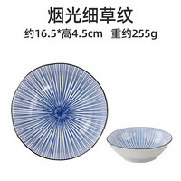 美浓烧 日式进口陶瓷家用复古创意餐盘圆盘日本复古单个沙拉餐具组合套装 烟光细草