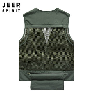 Jeep 吉普 马甲男2020春秋多口袋背心外套马夹户外男装上衣 XY0163 卡其 XL
