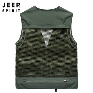 Jeep 吉普 马甲男2020春秋多口袋背心外套马夹户外男装上衣 XY0163 卡其 XL