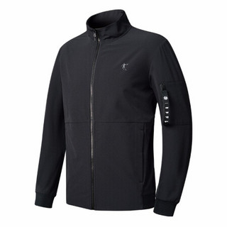 乔丹 运动夹克男短款立领宽松梭织外套长袖 XJD33201506 黑色 XL