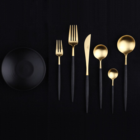 CUTIPOL 葡萄牙Cutipol黑金西餐牛排轻奢餐具套装