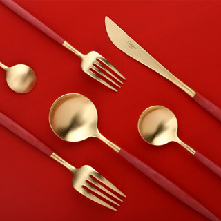 Cutipol葡萄牙餐具GOA红金色系列西餐刀叉勺三件套 筷子四件套18-10不锈钢  结婚送礼套装 正餐叉