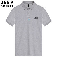 吉普 JEEP 男士2020夏季时尚薄款POLO衫休闲翻领男装短袖T恤 PO277808 灰色 3XL