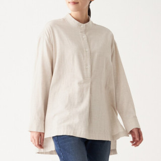 商品无印良品 muji 女式 印度棉双层纱织 束腰长上衣 燕麦色 m-l
