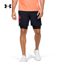 安德玛官方UA Launch男子二合一运动跑步短裤Under Armour1350772 黑色001 M