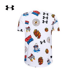 安德玛官方UA Hoops Sticker男童运动短袖T恤Under Armour1358393 白色100 童L