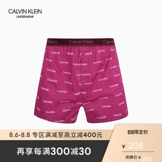 CK UNDERWEAR 2020春夏 男士纯棉梭织宽松平角内裤 NB1524 BM2-玫红字母 L