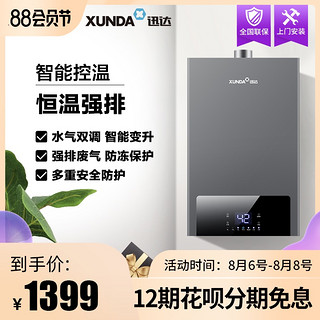 XUNDA 迅达 JSQ25-DS815燃气热水器家用天然气智能恒温强排式13L新品