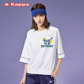 Kappa卡帕艺术家联名女运动短袖休闲五分袖T恤夏季半袖2020新款|K0A22TD65D 漂白-001 S