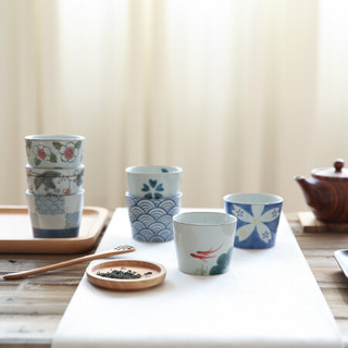 川岛屋 日式和风釉下彩手绘陶瓷茶杯直身杯咖啡杯早餐杯子B-56 葡萄