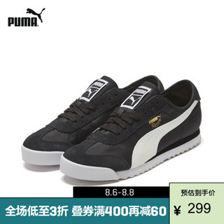 PUMA彪马官方 新款男女同款情侣复古拼色休闲鞋 ROMA ‘68 NYLON 371748 黑色-白-01 40