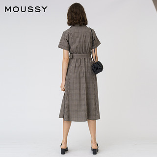 MOUSSY 2020夏季新品条纹收腰翻领大摆长款连衣裙010DA530-6060