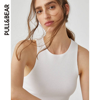 PULL&BEAR 基本款背心打底衫素色罗纹上衣女2020新款白 09244360