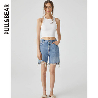 PULL&BEAR 基本款背心打底衫素色罗纹上衣女2020新款白 09244360