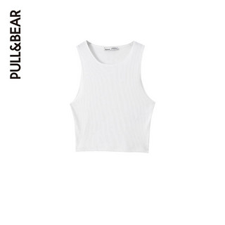 PULL&BEAR 基本款背心打底衫素色罗纹上衣女2020新款白 09244360