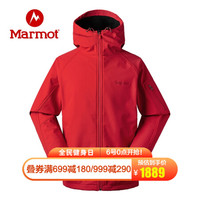Marmot/土拨鼠20春夏运动防风防泼水弹力透气M1软壳衣男户外 大红6935 S 欧码偏大