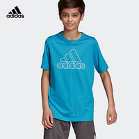 阿迪达斯官方 adidas YB TR CHILL TEE 大童训练短袖上衣DV1401 青蓝 164CM