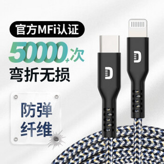 Zendure MFi认证USB-C苹果手机充电线PD快充线iPhone11Pro/XsMax数据线 【MFi认证 不弹窗】-苹果PD快充线1米-灰色