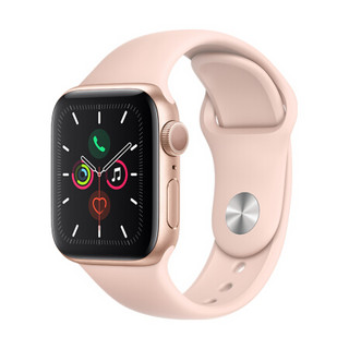 【AirPodsPro套装】AppleWatchSeries5智能手表GPS+蜂窝款40毫米金色铝金属表壳粉砂色运动型表带MWX22CH/A)