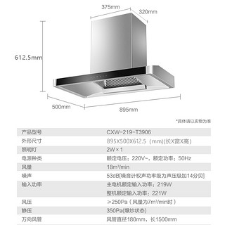 海尔家用油烟机 顶吸式微塔深腔拢吸全钢机身烟灶套CXW-219-T3906