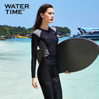 WATERTIME 蛙咚 女游泳衣 水母衣潜水浮潜服显瘦保守运动泳衣分体长袖上衣长裤套装上衣+长裤 黑色 XL
