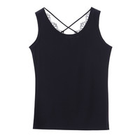 都市丽人背心女美背随心搭无袖背心亲舒休闲薄款圆领背心LV8610 黑色Free