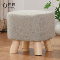 佳佰实木布艺小凳子沙发脚凳换鞋凳小矮凳穿鞋软坐凳四腿户外休闲凳 素色方形RF-BD071