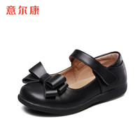 意尔康童鞋皮鞋2020秋季潮儿童蝴蝶结单鞋女童鞋子ECZ0123964 黑色 35