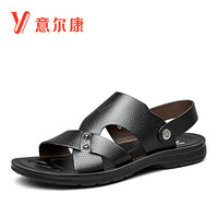 意尔康男鞋软底透气户外休闲拖鞋两用沙滩鞋男士凉鞋 9342AS97409W 黑色 39