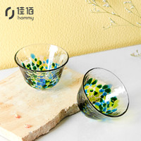 佳佰 日式玻璃杯玻璃茶碗品茗杯香茗杯茶具烧酒杯小水杯功夫茶杯春/夏/秋/冬四色单只装