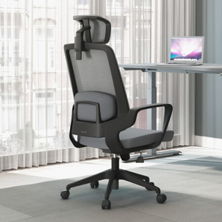 佳佰 电脑椅办公椅 带头枕人体工学椅家用升降转椅带腰托可躺 C4 高背