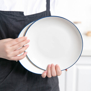 京东京造 蓝边陶瓷餐具套装釉下彩10头 家用碗盘碟套装 微波炉适用
