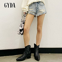 GYDA日系女装2020夏季新款破洞毛边卷边宽松高腰薄款显瘦牛仔短裤