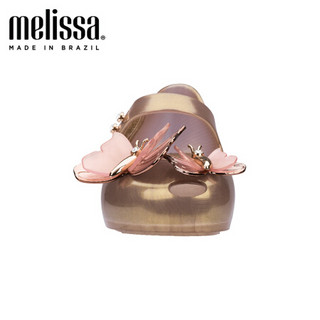 mini Melissa梅丽莎春夏款小童蝴蝶魔术贴平底单鞋32519 金粉红 内长11.5cm