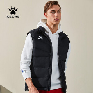 KELME卡尔美 运动棉马甲男秋冬足球训练背心定制logo保暖棉服外套3891412 黑色 XXL