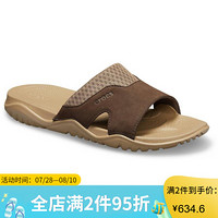 CROCS卡骆驰男士休闲平底百搭户外凉拖鞋205618 Khaki / Espresso 10