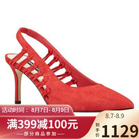 Nine West玖熙女细跟凉鞋气质知性通勤单鞋高跟鞋749985 Medium Red Suede 7M