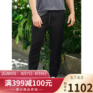 GUESS盖尔斯男款宽松休闲运动时尚抽绳慢跑裤M91B44R8T70 jet black l