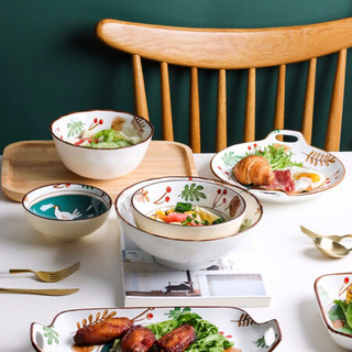 川岛屋童话日式卡通陶瓷餐具套装碗盘可爱少女心碗筷碗碟套装家用 二人食5件套(送筷子2双)