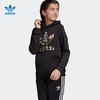 阿迪达斯官方 adidas 三叶草 HOODIE 大童卫衣EJ5595 黑/多色 164CM