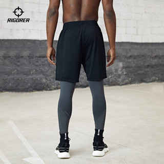 准者运动短裤男宽松健身跑步训练吸汗冰丝速干透气针织中裤沙滩裤 纯正黑 XL