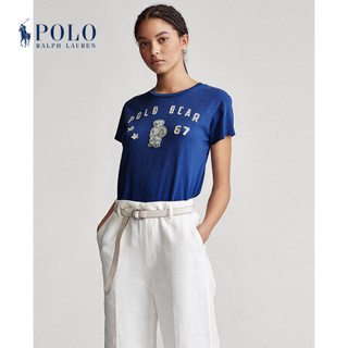 Ralph Lauren/拉夫劳伦女装 2020年春季Polo小熊补片平纹针织T恤21387 401-蓝色 M