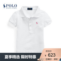 Ralph Lauren/拉夫劳伦女童 2020年春季蕾丝下摆网布Polo衫33073 100-白色 4