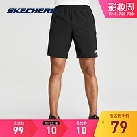 Skechers斯凯奇男士夏季新款宽松跑步训练梭织五分裤运动短裤