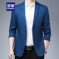 罗蒙西服男休闲西装外套2020秋季新款时尚格纹西装中青年商务正装百搭单西外套 E11藏青花纹 175/92A(48A)