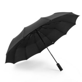 Haggis 12骨折叠全自动雨伞加大防风男女商务伞三折叠广告伞 黑色