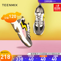 Teenmix/天美意商场同款运动舒适厚底女休闲老爹鞋AV741CM9 灰色单里 36