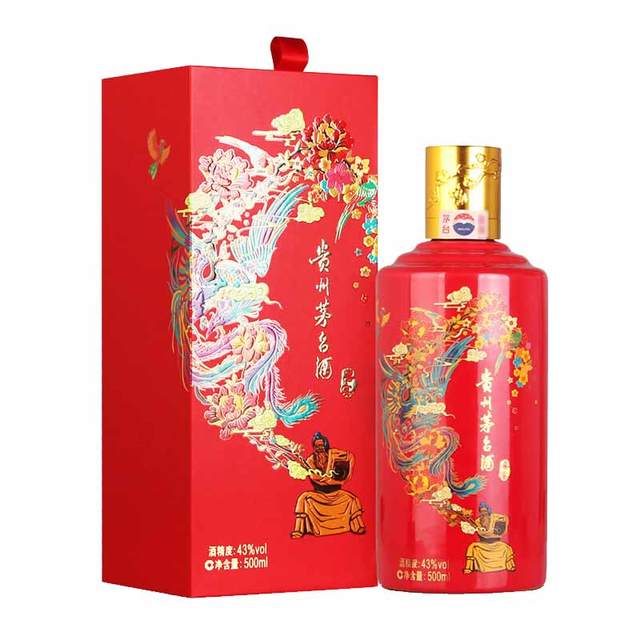MOUTAI 茅台喜宴中国红43%vol 酱香型白酒500ml 单瓶装【报价价格评测