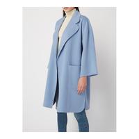 THEORY 蓝色绵羊毛山羊绒女士中长款毛呢外套