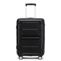 HEEYA 商务旅行箱PP材质拉杆箱纯色行李箱万向轮 24英寸托运箱 黑色